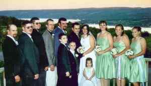 In front of the lake