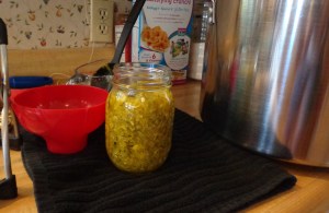 Filling Jar with Zucchini Relish