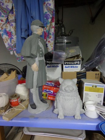 Civil War Soldier and Fat Cat Statues