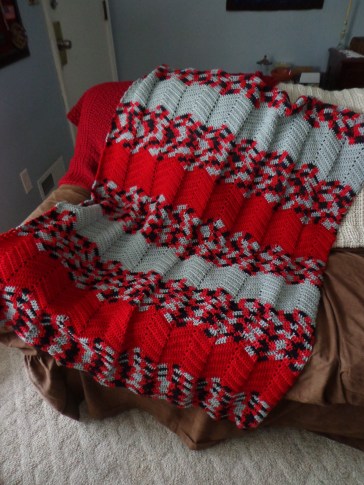 Project Linus Blanket #28 1-19-20 Another Red-Gray One
