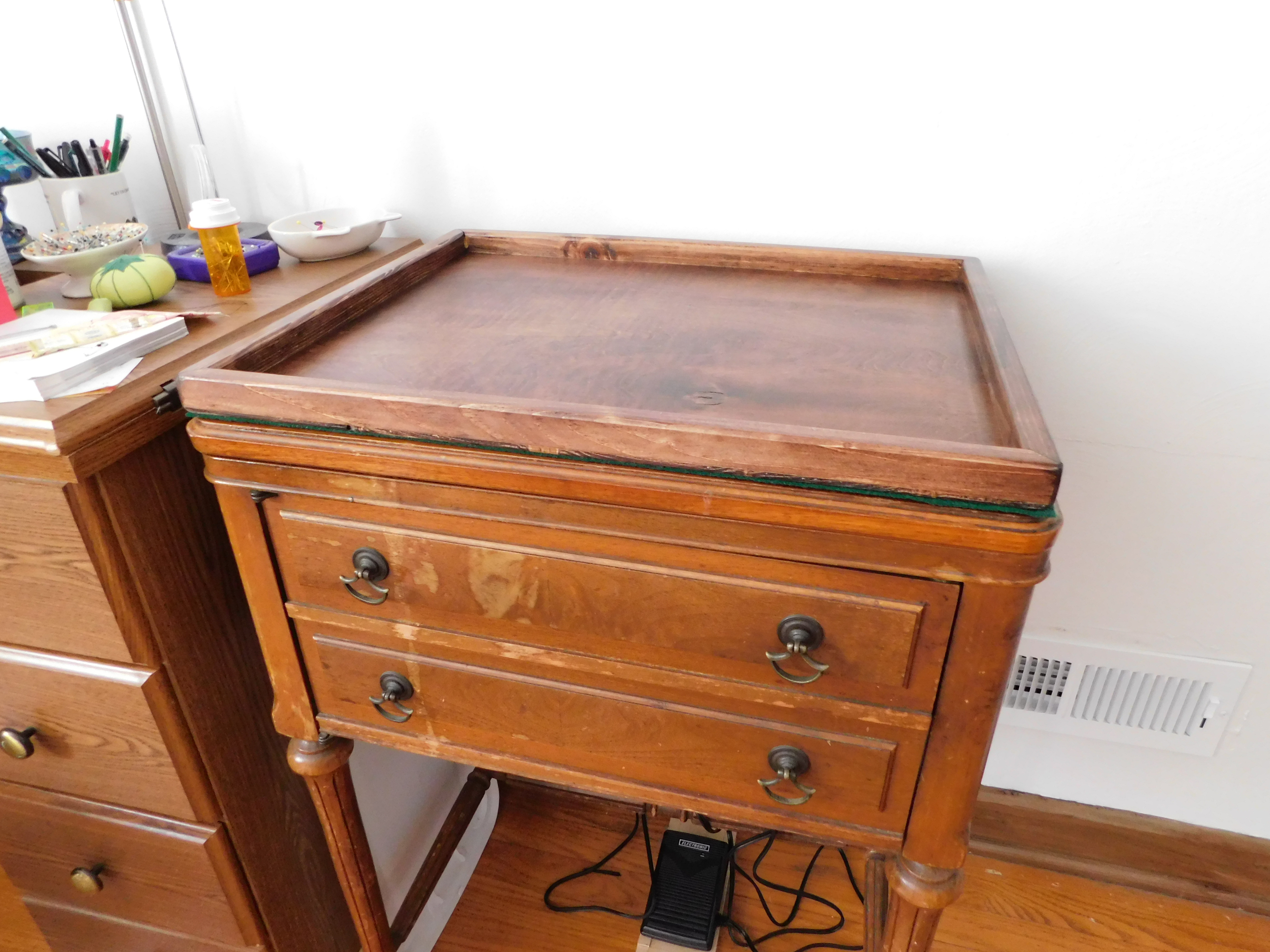 Sewing Tray on Cabinet